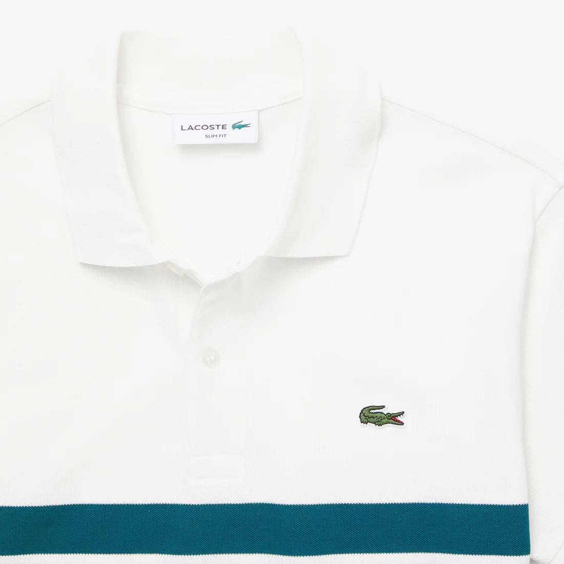 LACOSTE MEN SLIM SHORT SLEEVE EMBROIDERED LOGO SHIRT | WHITE