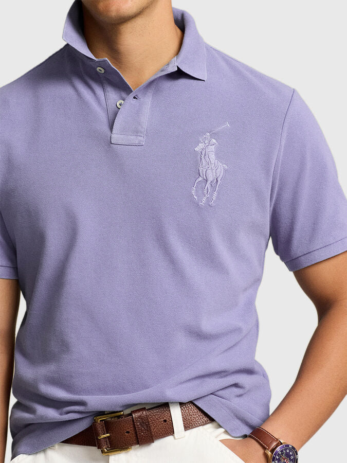 RALPH LAUREN - CLASSIC SLIM FIT BIG PONY MESH POLO SHIRT | LIGHT PURPLE