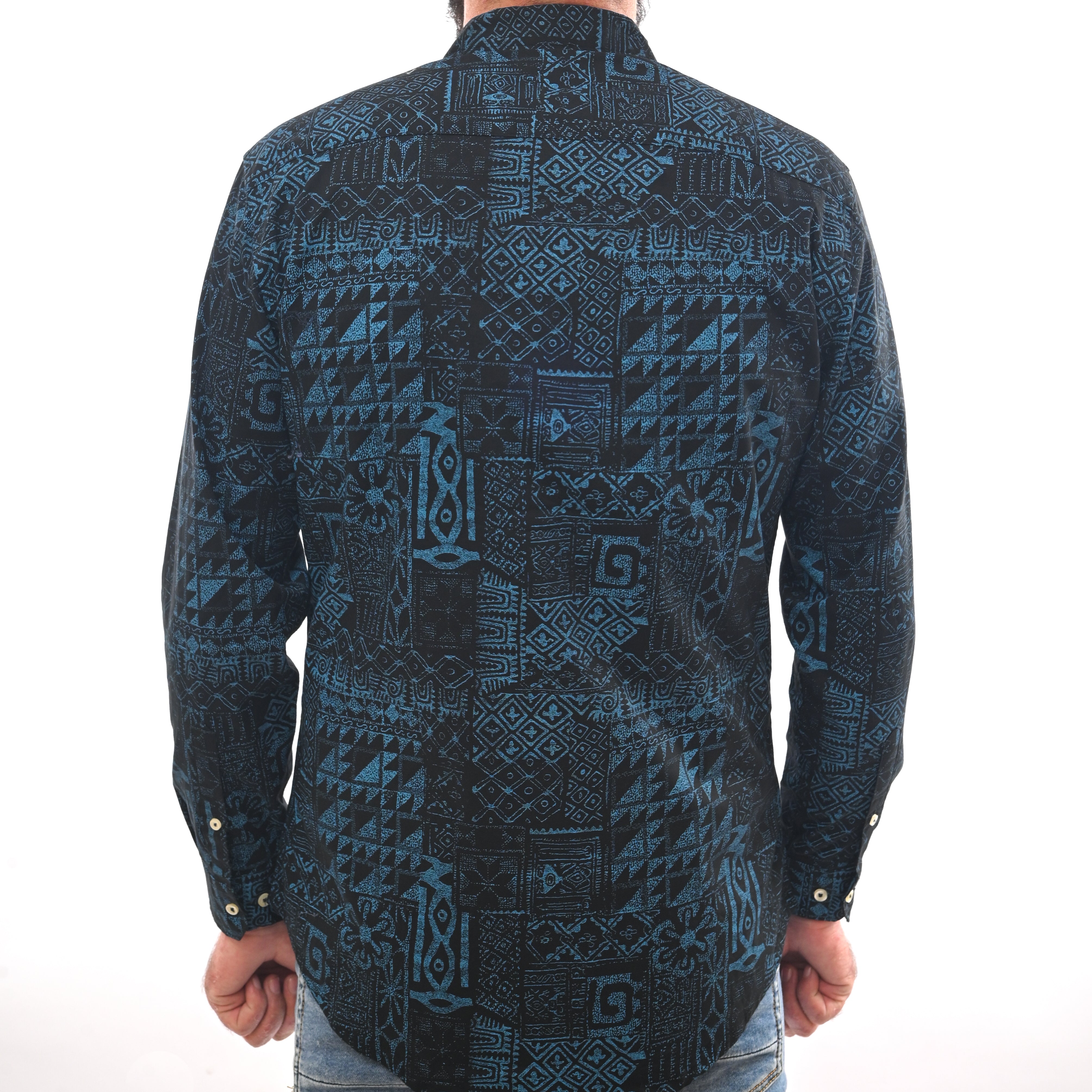 NEXT TROPICAL HAWAIIAN BATIK-SLIM FIT-CASUAL SHIRT | BLACK & BLUE