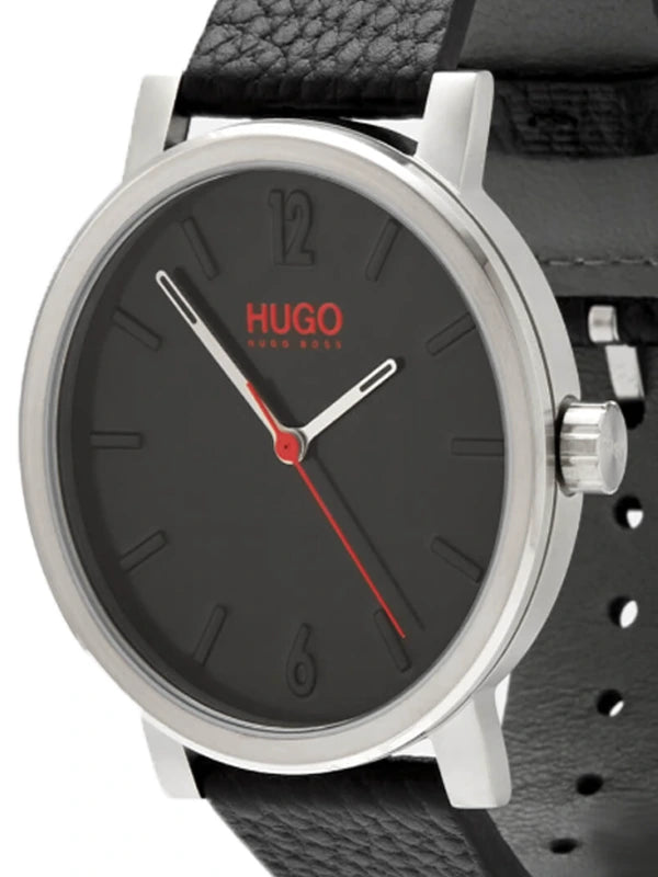 HUGO BOSS black leather strap watch for men