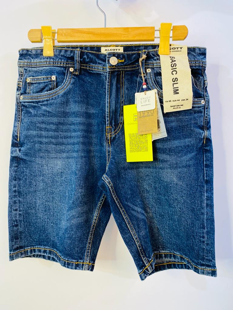 ALCOTT BERMUDA BASIC SLIM MEN SHORTS | DENIM BLUE