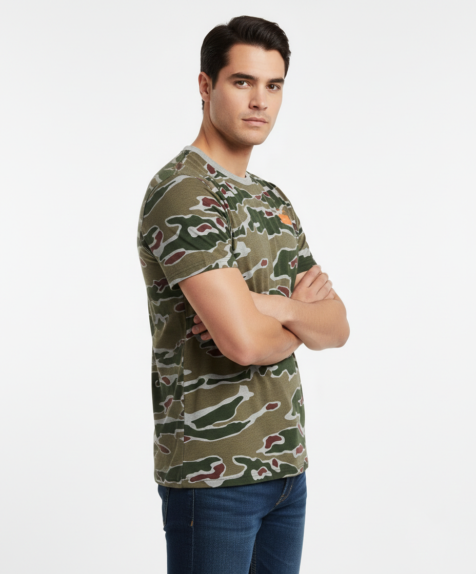 G-STAR RAW MEN,S CAMO PRINT CASUAL WEAR T-SHIRT | ARMY GREEN