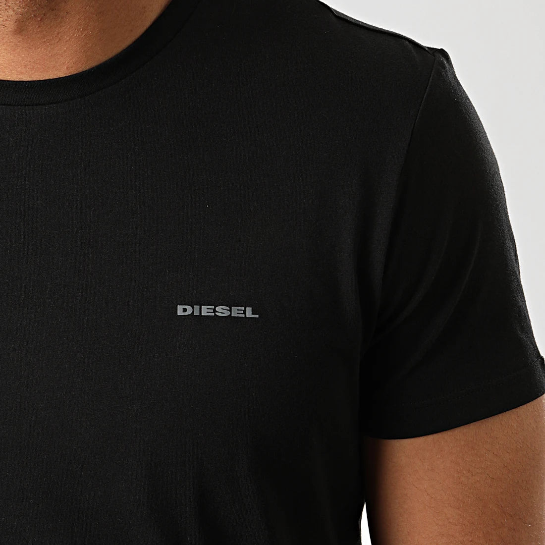 DIESEL. ROUND NECK FLEXIBLE-PLAIN T-SHIRT | BLACK