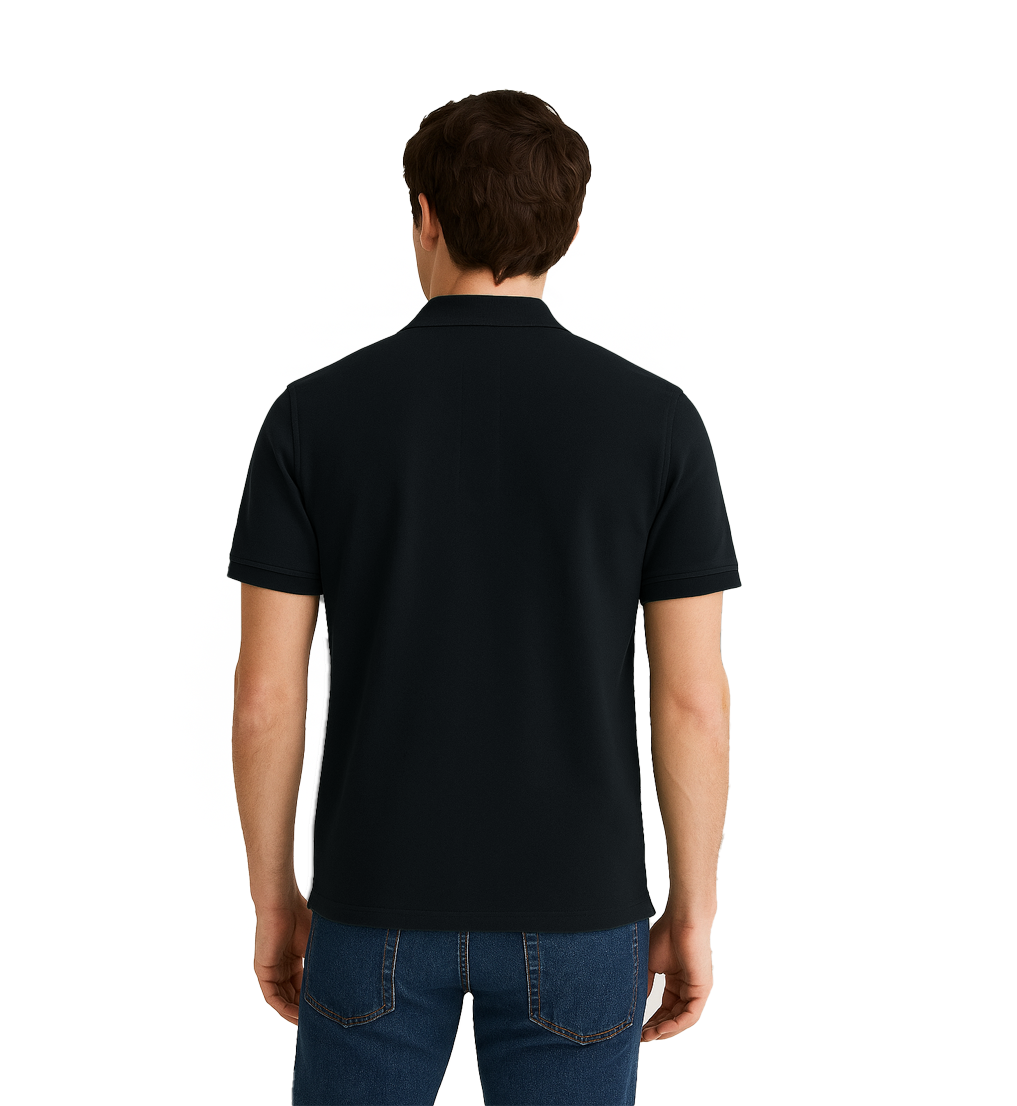 PRADA PIQUE MEN'S PLAIN TRIANGLE LOGO POLO | NAVY