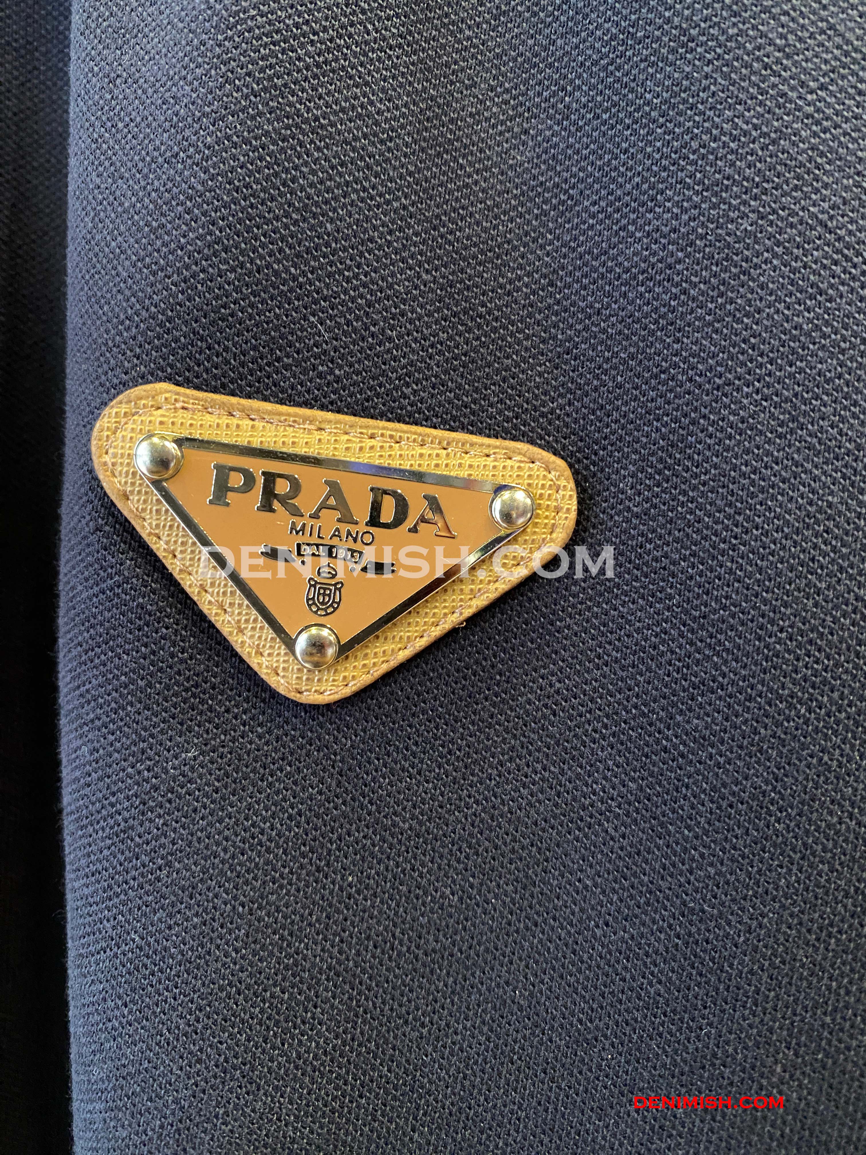 PRADA PIQUE MEN'S PLAIN TRIANGLE LOGO POLO | NAVY