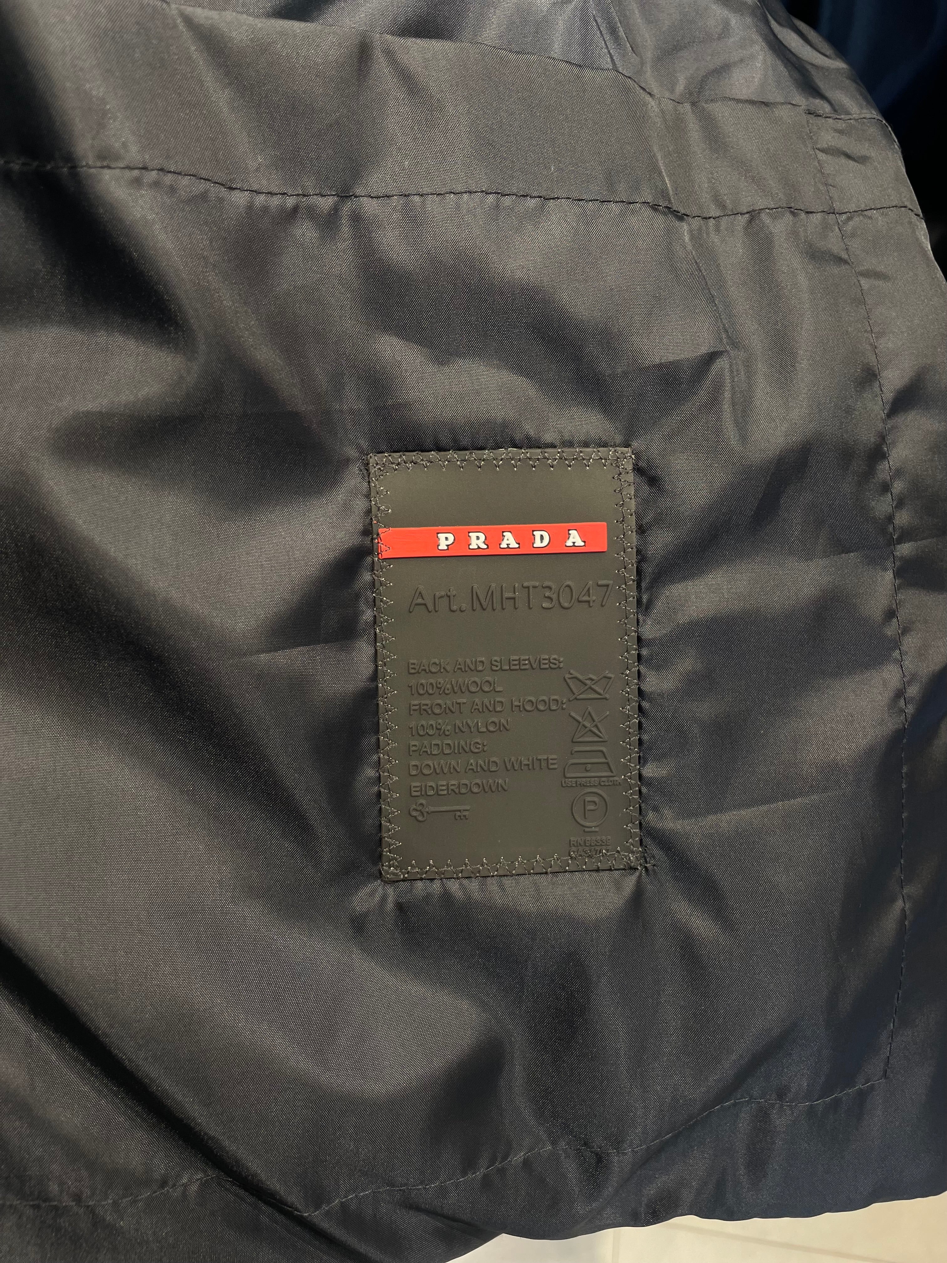 PRADA LUXURY PUFFER JACKET WITH PREMIUM LEATHER DETAILING | VERDE PETROLIO