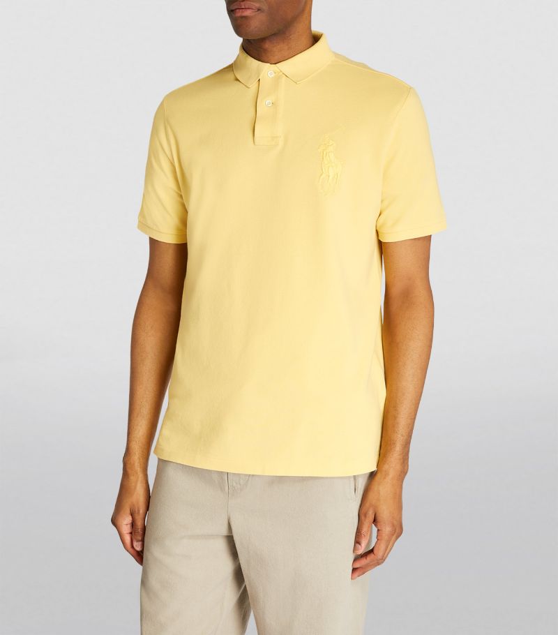 RALPH LAUREN - CLASSIC SLIM FIT BIG PONY MESH POLO SHIRT | YELLOW
