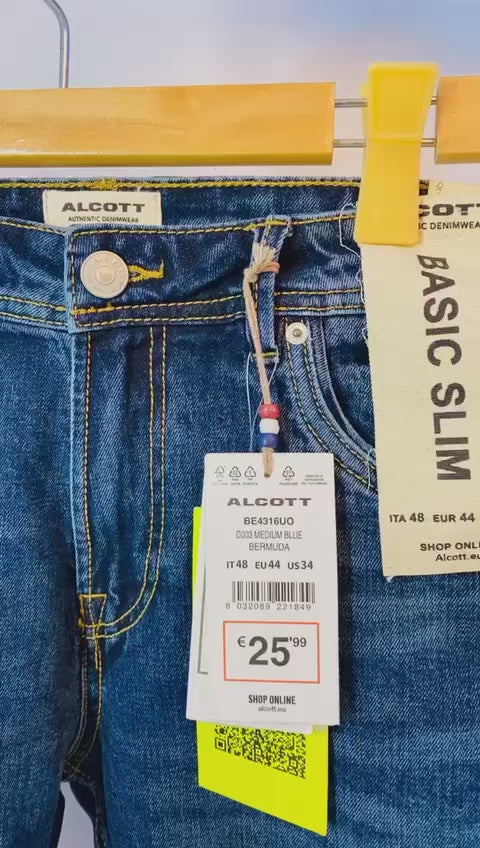 ALCOTT BERMUDA BASIC SLIM MEN SHORTS | DENIM BLUE