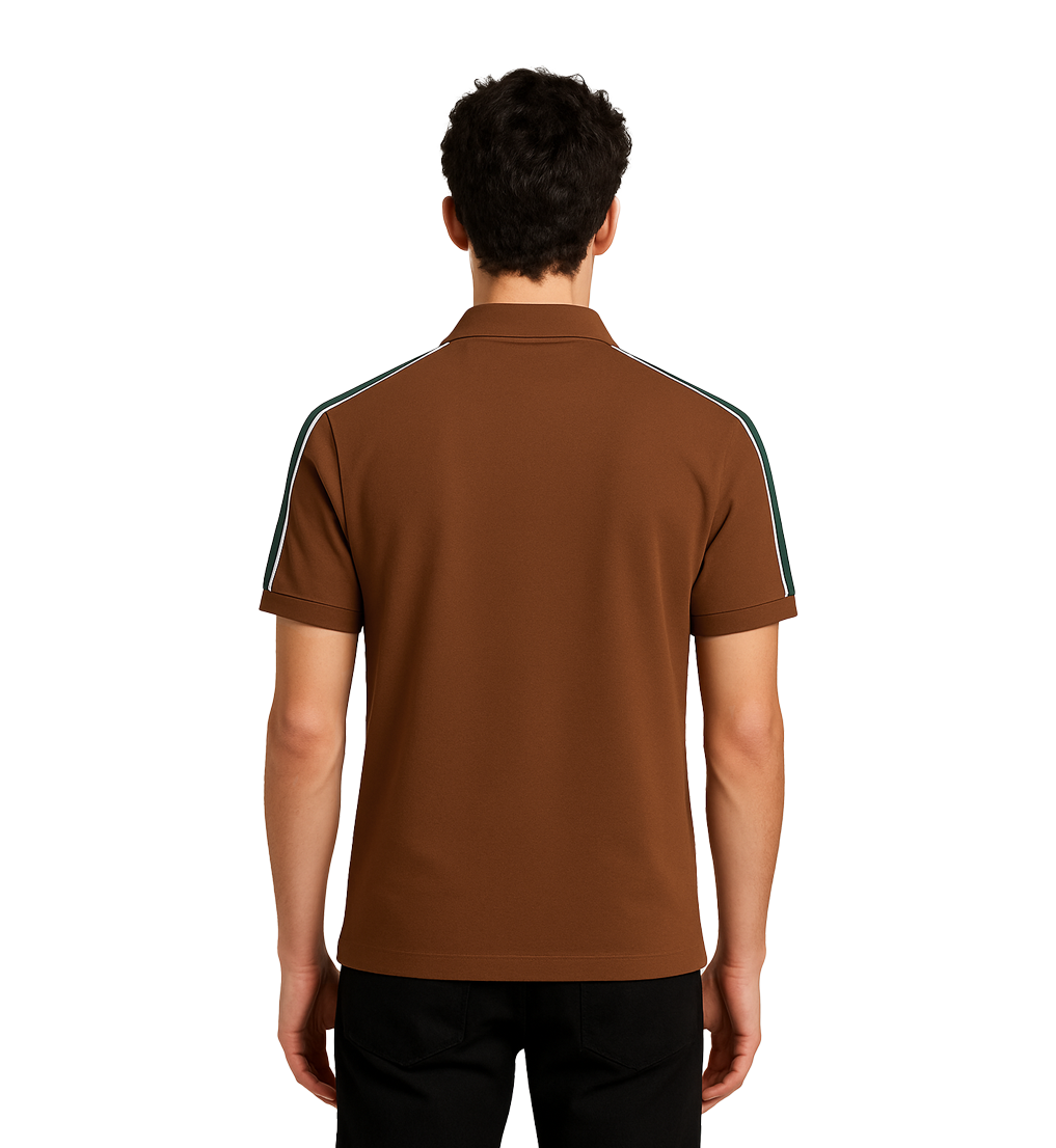 PRADA PIQUE MEN'S PLAIN TRIANGLE LOGO POLO | BROWN