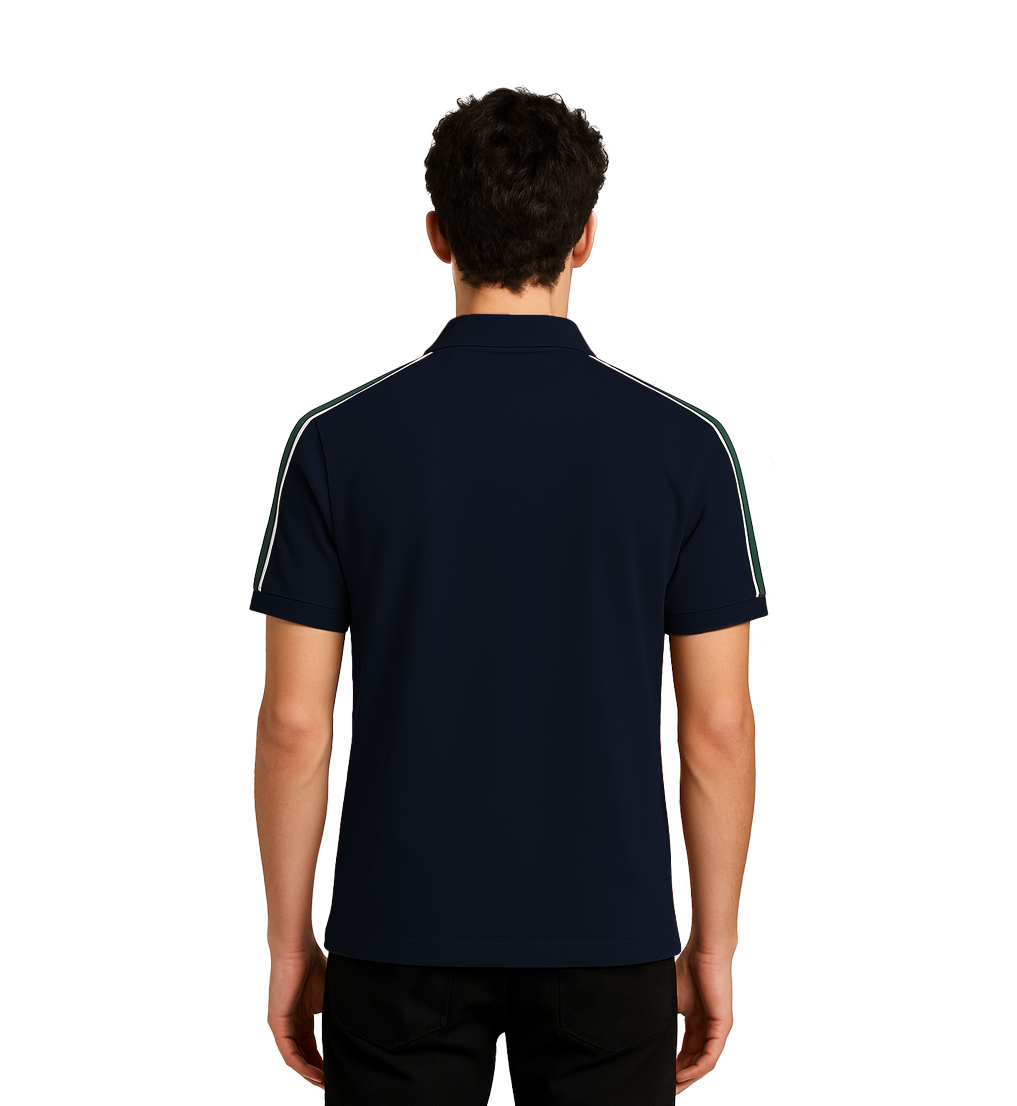 PRADA PIQUE MEN'S PLAIN TRIANGLE LOGO POLO | NAVY