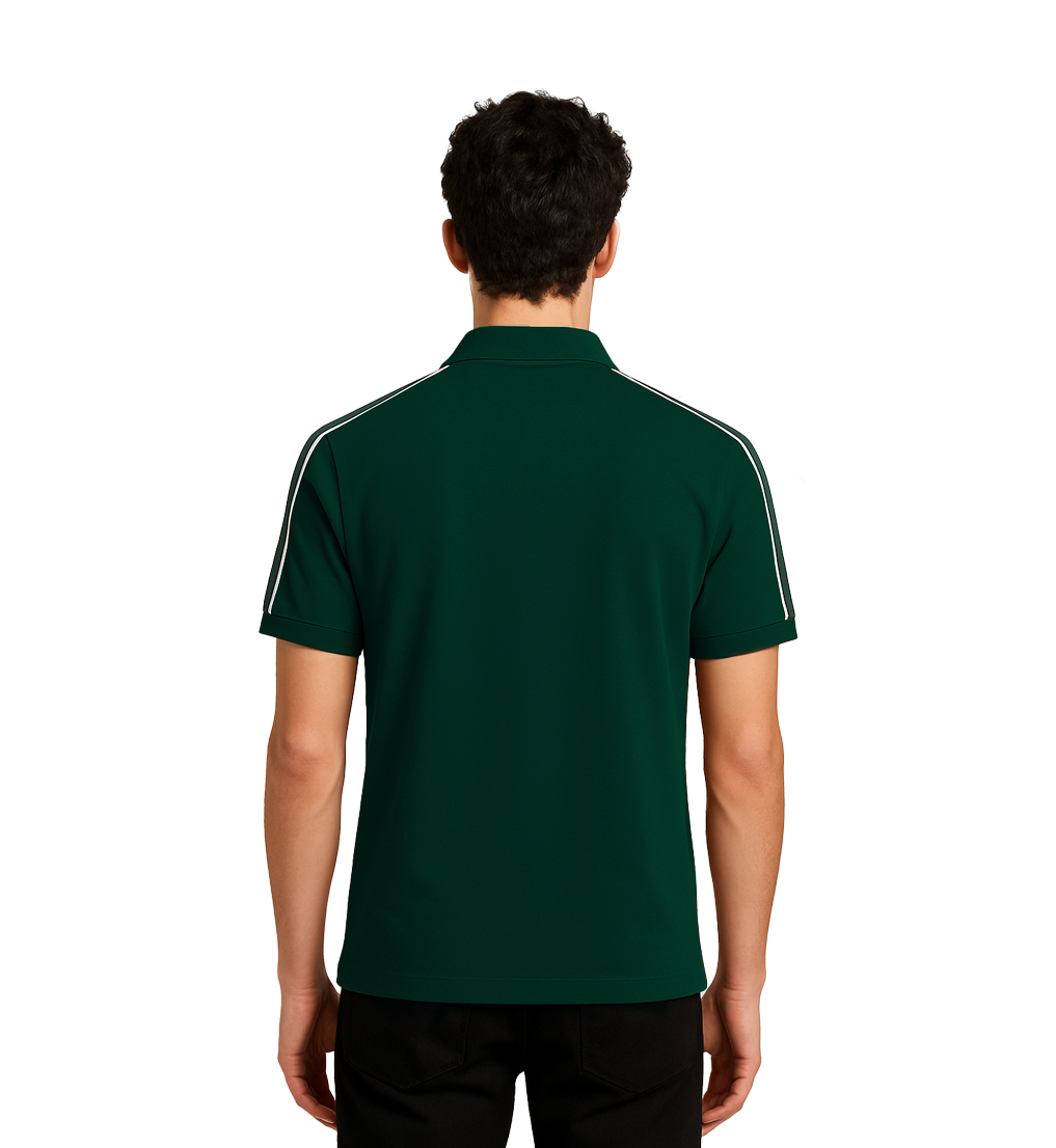 PRADA PIQUE MEN'S PLAIN TRIANGLE LOGO POLO | GREEN
