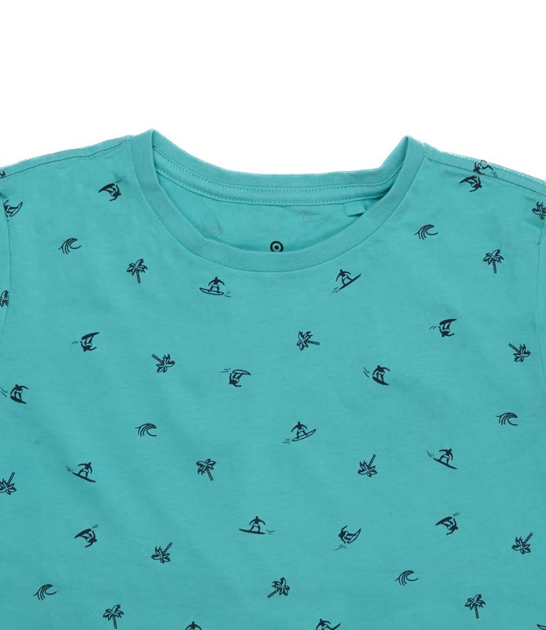 K.I.D.S-BOYS-PRINTED-PURE COTTON T-SHIRT | C GREEN