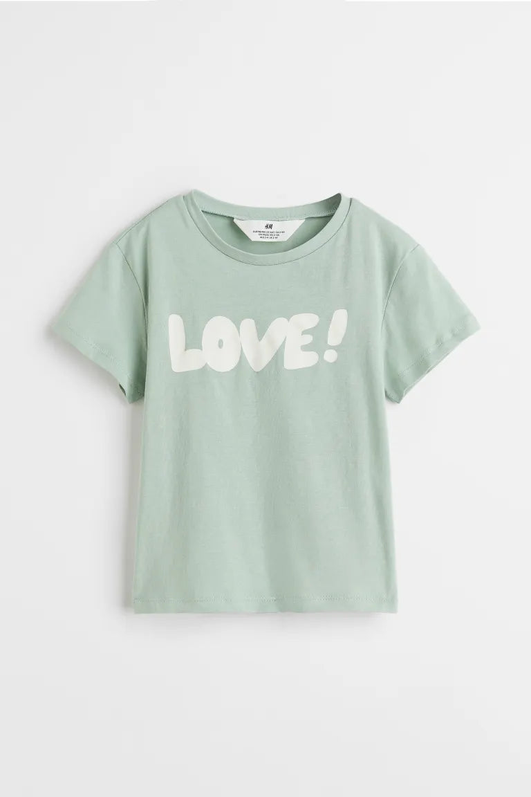 Light Grey H&M Kids Printed Jersey Top – Soft, comfy short-sleeve t-shirt for boys & girls. Perfect for everyday wear. Shop trendy kids' t-shirts now!
